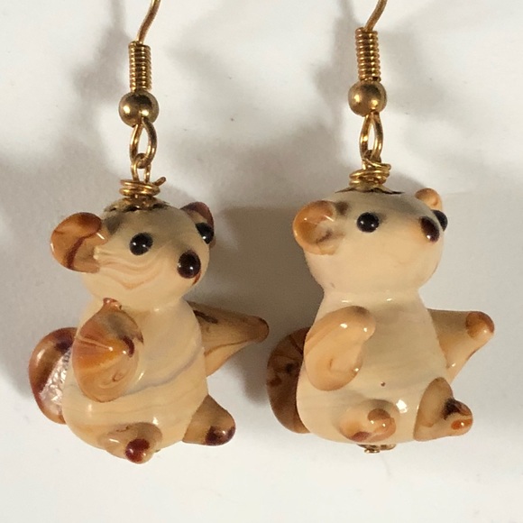 Jewelry - Hand Blown Glass Squirrel Earrings